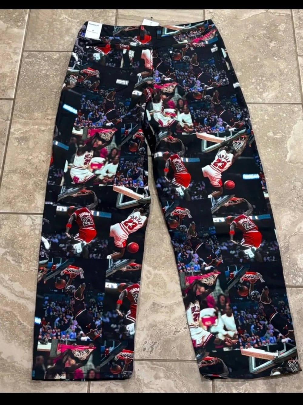 Jordan Flight Heritage All Over Photo Print Pants Mens 34 Black IQ5238-010 NEW